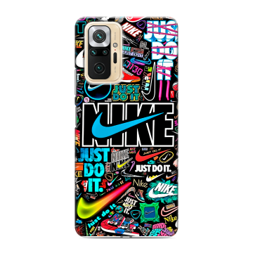 Силиконовый чехол на Xiaomi RedMi Note 10 Pro с принтом найк nike черный Силиконовый чехол на Xiaomi RedMi Note 10 Pro с принтом найк nike черный