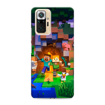Силиконовый чехол на Xiaomi RedMi Note 10 Pro с принтом Майнкрафт Minecraft Силиконовый чехол на Xiaomi RedMi Note 10 Pro с принтом Майнкрафт Minecraft