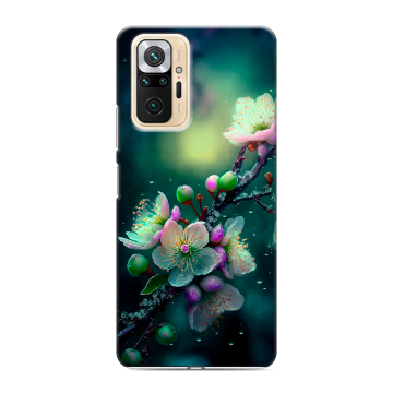 Силиконовый чехол на Xiaomi RedMi Note 10 Pro с принтом Цветы и мрамор Силиконовый чехол на Xiaomi RedMi Note 10 Pro с принтом Цветы и мрамор