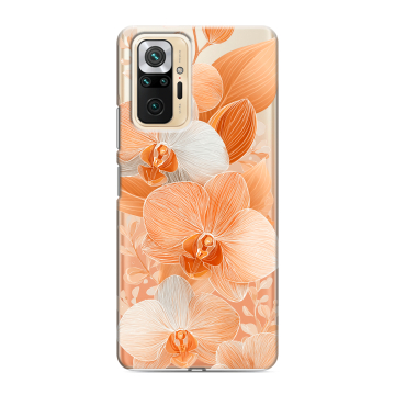 Силиконовый чехол на Xiaomi RedMi Note 10 Pro с принтом Бежевые цветы Силиконовый чехол на Xiaomi RedMi Note 10 Pro с принтом Бежевые цветы