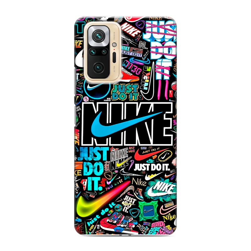 Силиконовый чехол на Xiaomi RedMi Note 10 Pro с принтом найк nike черный Силиконовый чехол на Xiaomi RedMi Note 10 Pro с принтом найк nike черный