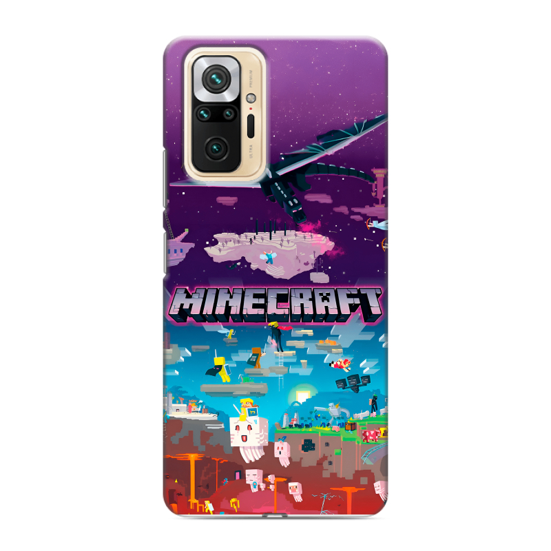 Силиконовый противоударный чехол на Xiaomi RedMi Note 10 Pro с принтом Майнкрафт Minecraft Силиконовый противоударный чехол на Xiaomi RedMi Note 10 Pro с принтом Майнкрафт Minecraft