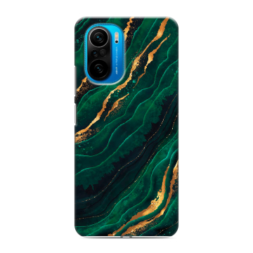 Силиконовый чехол на Xiaomi Poco F3 с принтом Мрамор зеленое золото Силиконовый чехол на Xiaomi Poco F3 с принтом Мрамор зеленое золото