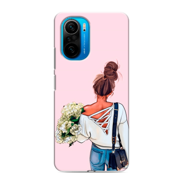 Силиконовый чехол на Xiaomi Poco F3 с принтом Девушка и букет Силиконовый чехол на Xiaomi Poco F3 с принтом Девушка и букет