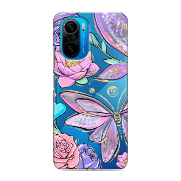 Силиконовый чехол на Xiaomi Poco F3 с принтом Бабочки и цветы