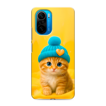 Силиконовый чехол на Xiaomi Poco F3 с принтом Котенок в шапке