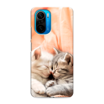 Силиконовый чехол на Xiaomi Poco F3 с принтом Котята