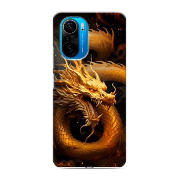 Силиконовый чехол на Xiaomi Poco F3 с принтом Золотой дракон