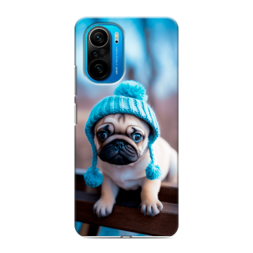 Силиконовый чехол на Xiaomi Poco F3 с принтом Мопс в шапке Силиконовый чехол на Xiaomi Poco F3 с принтом Мопс в шапке