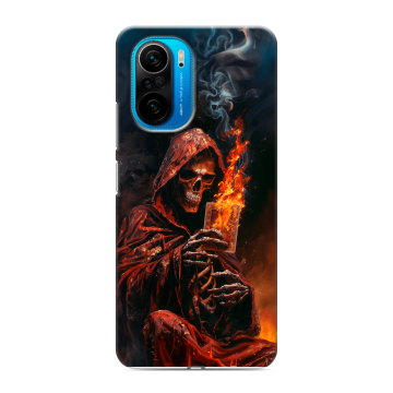 Силиконовый чехол на Xiaomi Poco F3 с принтом Скелет и карты