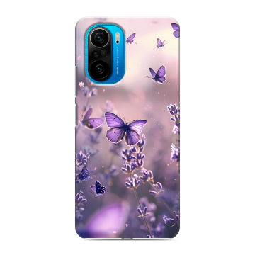 Силиконовый чехол на Xiaomi Poco F3 с принтом бабочки и лаванда