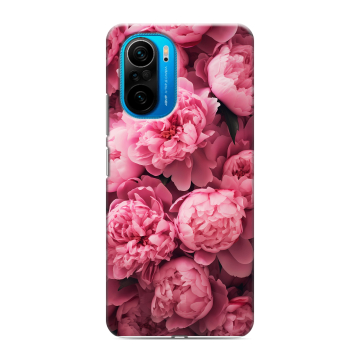 Силиконовый чехол на Xiaomi Poco F3 с принтом цветы пионы