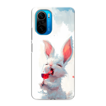 Силиконовый чехол на Xiaomi Poco F3 с принтом кролик зайчик