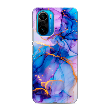 Силиконовый чехол на Xiaomi Poco F3 с принтом синий мрамор Силиконовый чехол на Xiaomi Poco F3 с принтом синий мрамор