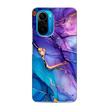 Силиконовый чехол на Xiaomi Poco F3 с принтом синий мрамор Силиконовый чехол на Xiaomi Poco F3 с принтом синий мрамор