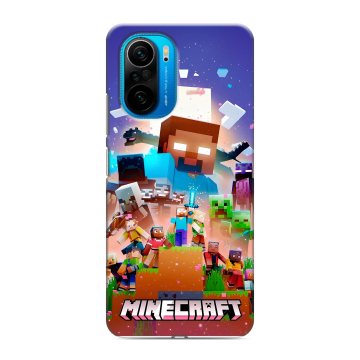 Силиконовый чехол на Xiaomi Poco F3 с принтом Майнкрафт Minecraft