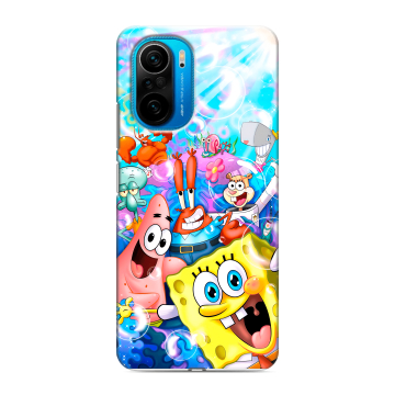 Силиконовый чехол на Xiaomi Poco F3 с принтом спанчбоб спанч боб