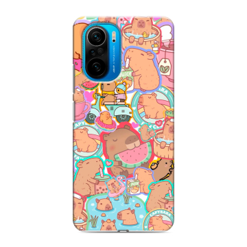 Силиконовый чехол на Xiaomi Poco F3 с принтом капибары