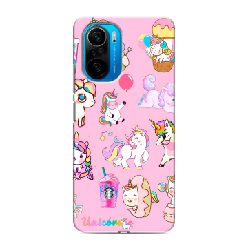 Силиконовый чехол на Xiaomi Poco F3 с принтом розовые единороги Силиконовый чехол на Xiaomi Poco F3 с принтом розовые единороги