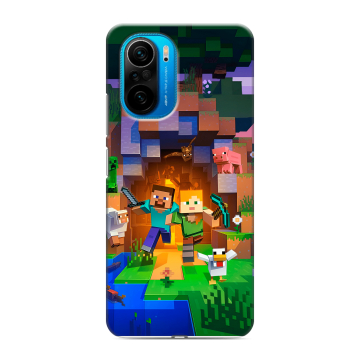 Силиконовый чехол на Xiaomi Poco F3 с принтом Майнкрафт Minecraft