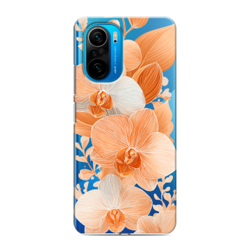Силиконовый чехол на Xiaomi Poco F3 с принтом Бежевые цветы Силиконовый чехол на Xiaomi Poco F3 с принтом Бежевые цветы