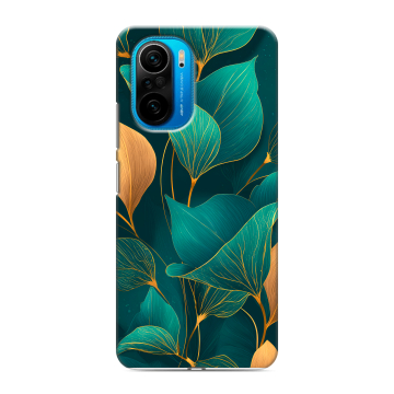 Силиконовый чехол на Xiaomi Poco F3 с принтом Листья и золото Силиконовый чехол на Xiaomi Poco F3 с принтом Листья и золото