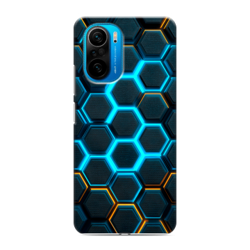 Силиконовый чехол на Xiaomi Poco F3 с принтом Неоновые соты Силиконовый чехол на Xiaomi Poco F3 с принтом Неоновые соты