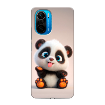 Силиконовый чехол на Xiaomi Poco F3 с принтом милая панда Силиконовый чехол на Xiaomi Poco F3 с принтом милая панда