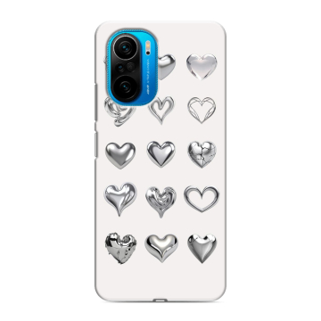 Силиконовый чехол на Xiaomi Poco F3 с принтом Y2K сердечки Силиконовый чехол на Xiaomi Poco F3 с принтом Y2K сердечки