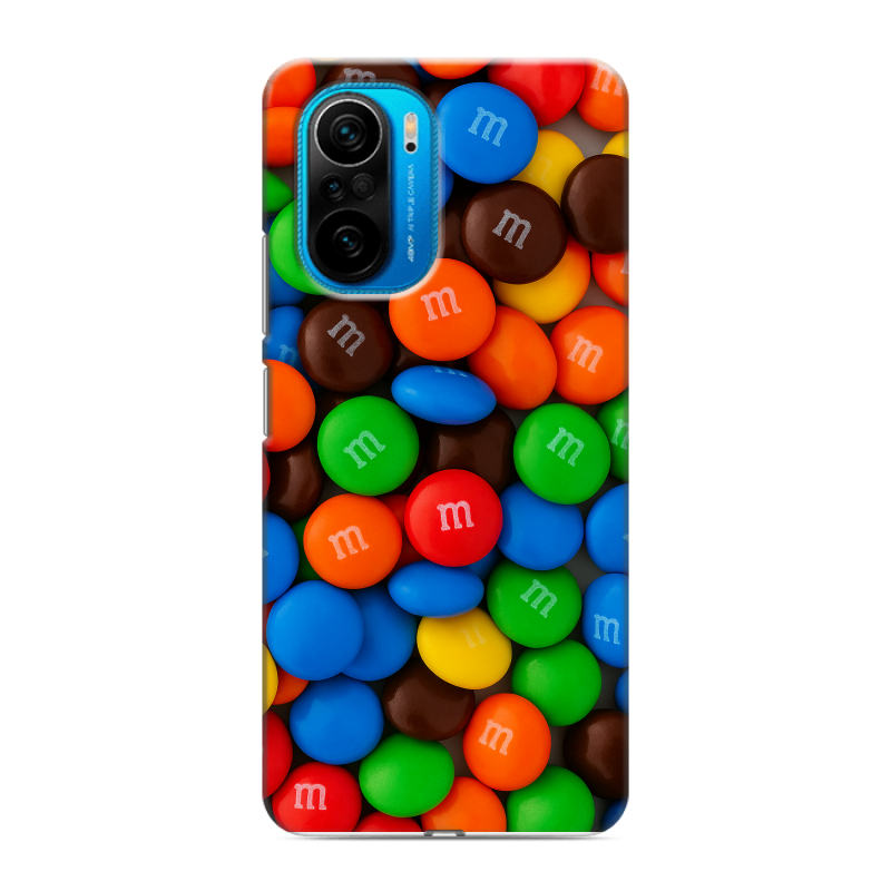 Силиконовый противоударный чехол на Xiaomi Poco F3 с принтом Конфеты Силиконовый противоударный чехол на Xiaomi Poco F3 с принтом Конфеты