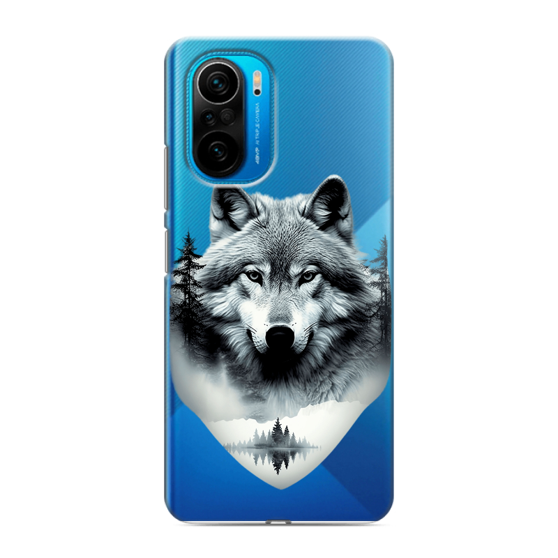 Силиконовый чехол на Xiaomi Poco F3 с принтом Волк в лесу Силиконовый чехол на Xiaomi Poco F3 с принтом Волк в лесу