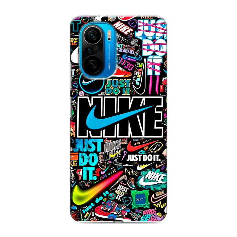 Силиконовый чехол на Xiaomi Poco F3 с принтом найк nike черный Силиконовый чехол на Xiaomi Poco F3 с принтом найк nike черный