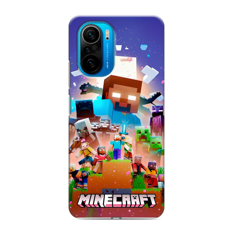 Силиконовый противоударный чехол на Xiaomi Poco F3 с принтом Майнкрафт Minecraft Силиконовый противоударный чехол на Xiaomi Poco F3 с принтом Майнкрафт Minecraft