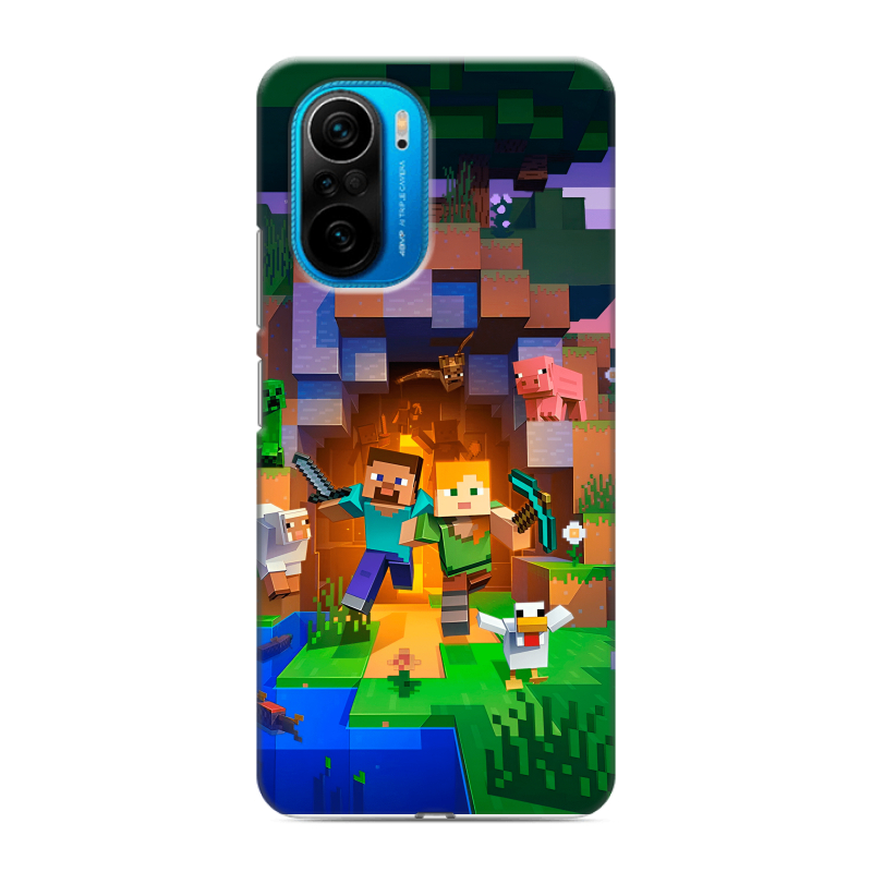 Силиконовый чехол на Xiaomi Poco F3 с принтом Майнкрафт Minecraft Силиконовый чехол на Xiaomi Poco F3 с принтом Майнкрафт Minecraft
