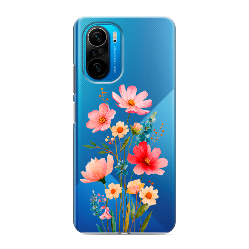Силиконовый противоударный чехол на Xiaomi Poco F3 с принтом Цветы Силиконовый противоударный чехол на Xiaomi Poco F3 с принтом Цветы