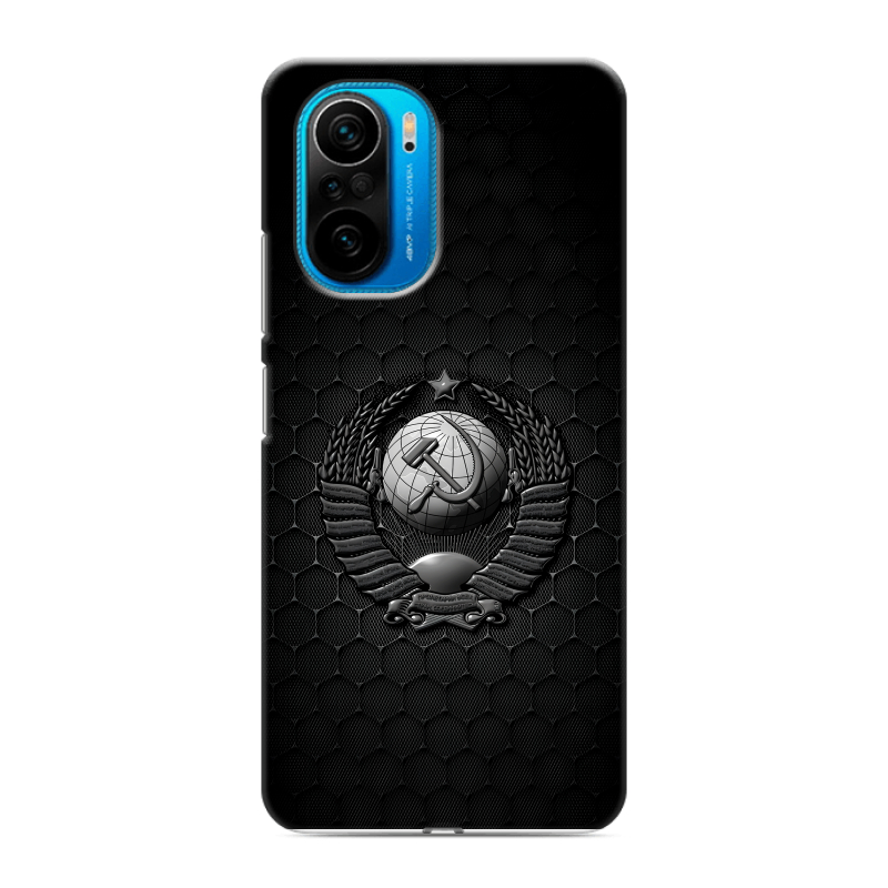 Силиконовый противоударный чехол на Xiaomi Poco F3 с принтом Герб Флаг СССР Силиконовый противоударный чехол на Xiaomi Poco F3 с принтом Герб Флаг СССР