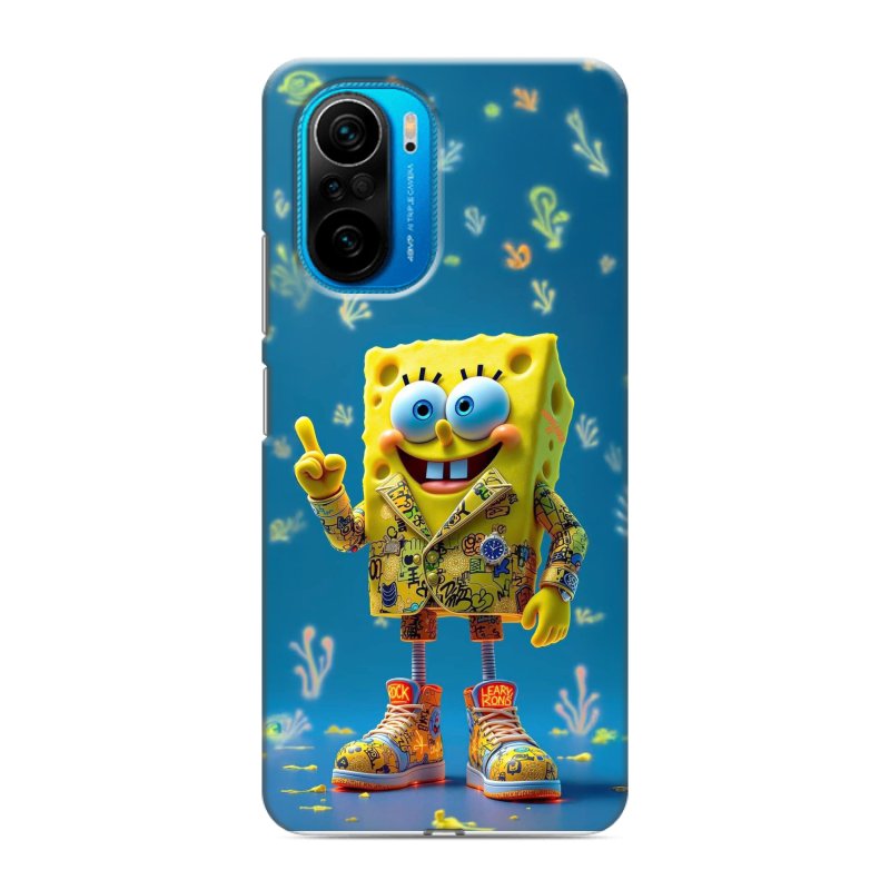 Силиконовый чехол на Xiaomi Poco F3 с принтом Спанч боб Спанчбоб Силиконовый чехол на Xiaomi Poco F3 с принтом Спанч боб Спанчбоб