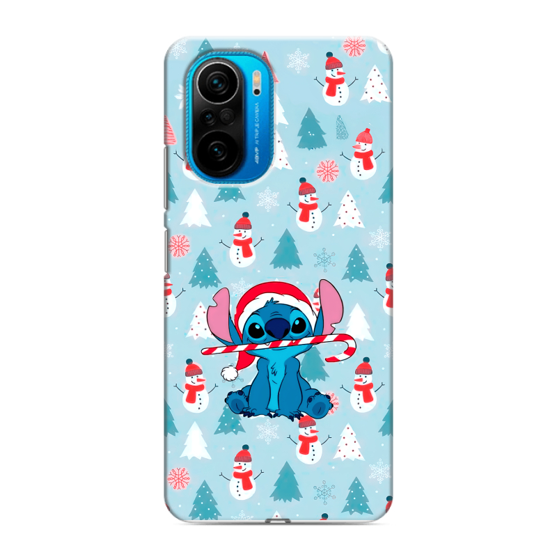 Силиконовый противоударный чехол на Xiaomi Poco F3 с принтом Стич Новый год Силиконовый противоударный чехол на Xiaomi Poco F3 с принтом Стич Новый год