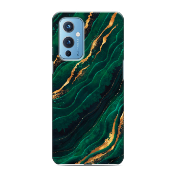 Силиконовый чехол на OnePlus 9 с принтом Мрамор зеленое золото Силиконовый чехол на OnePlus 9 с принтом Мрамор зеленое золото