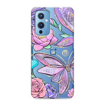 Силиконовый чехол на OnePlus 9 с принтом Бабочки и цветы
