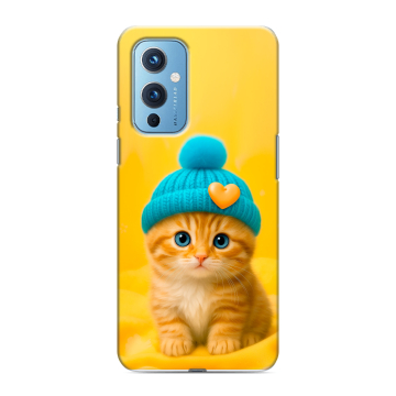 Силиконовый чехол на OnePlus 9 с принтом Котенок в шапке
