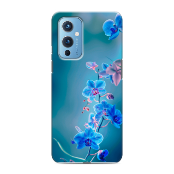 Силиконовый чехол на OnePlus 9 с принтом Голубые цветы Силиконовый чехол на OnePlus 9 с принтом Голубые цветы