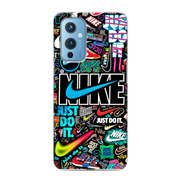 Силиконовый чехол на OnePlus 9 с принтом найк nike черный Силиконовый чехол на OnePlus 9 с принтом найк nike черный