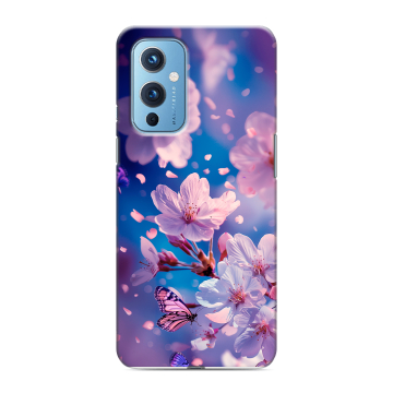 Силиконовый чехол на OnePlus 9 с принтом цветы бабочки