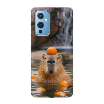 Силиконовый чехол на OnePlus 9 с принтом Капибара с апельсином