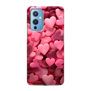 Силиконовый чехол на OnePlus 9 с принтом розовые сердечки Силиконовый чехол на OnePlus 9 с принтом розовые сердечки