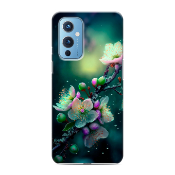 Силиконовый чехол на OnePlus 9 с принтом Цветы и мрамор