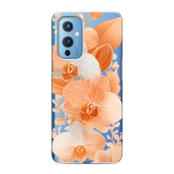 Силиконовый чехол на OnePlus 9 с принтом Бежевые цветы