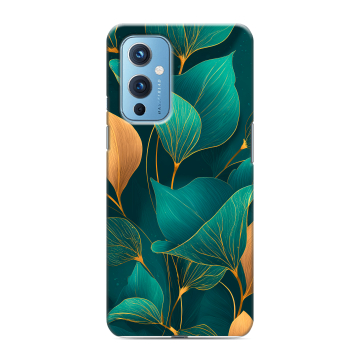 Силиконовый чехол на OnePlus 9 с принтом Листья и золото
