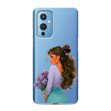 Силиконовый чехол на OnePlus 9 с принтом девушка цветы